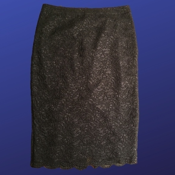 𝅺BANANA REPUBLIC Pencil Skirt, BLACK SPARKLE LACE, New Without Tags, Women’s 10